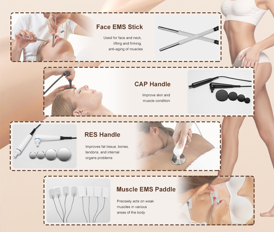 Máquina de Fisioterapia Corporal Escultura Estimulador Muscular Eletro Radiofrequência Indiba para alívio da dor Terapia de 448KHZ Indiba Tecar