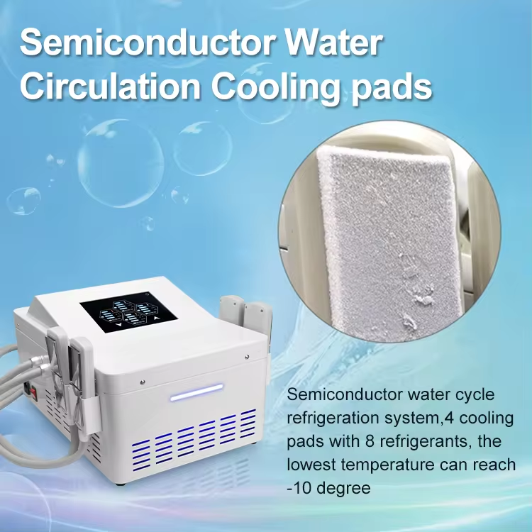 Almofadas de terapia Cryo Ems Placas de resfriamento Estimulação muscular eletrônica Máquina de escultura para emagrecimento corporal