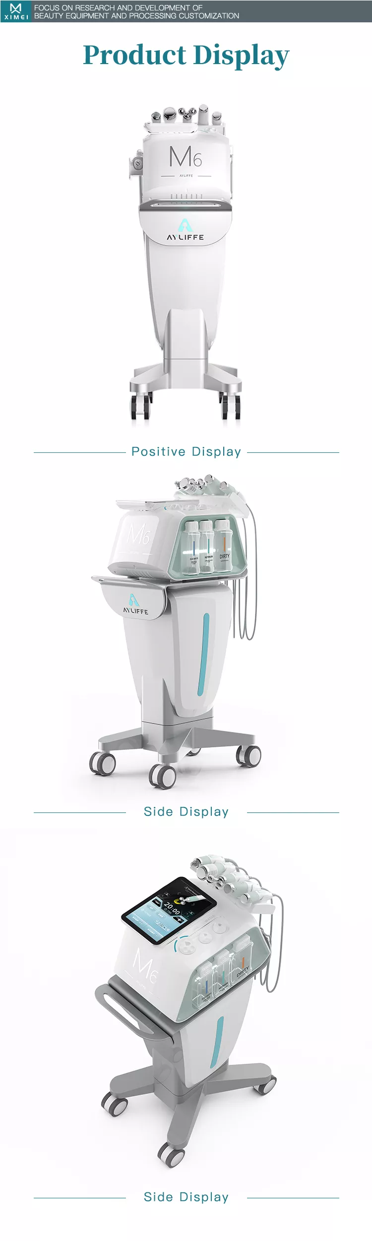 Dispositivo de jato de peeling facial aqua 6 em 1 com limpeza facial a vácuo e hidrodemabrasão para SPA