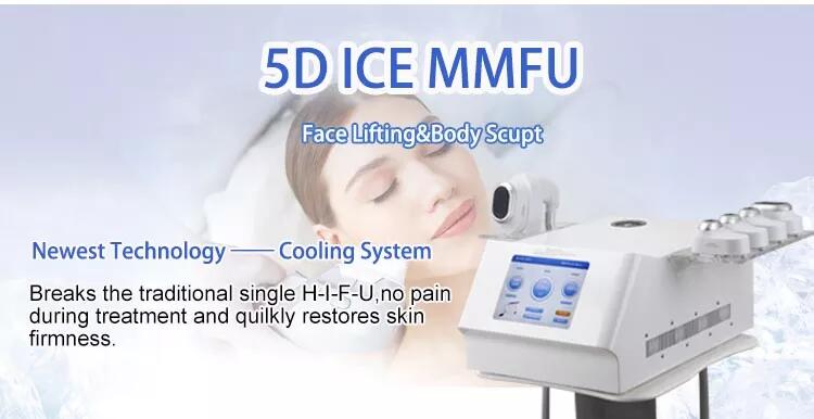 1.000.000 disparos Máquina de beleza para cuidados com a pele de gelo 8D ICE Cooling HIFU 5D Smas Lifting