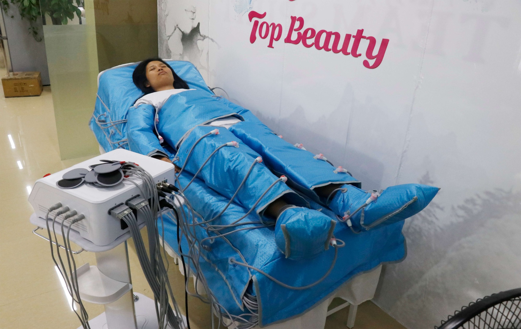 Máquina profissional de drenagem linfática por pressoterapia infravermelha 3 em 1 com manta