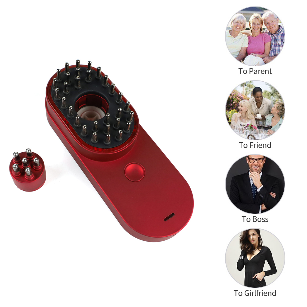 Escova Elétrica Iônica Mini Portátil Anti-Estática para Massagem no Couro Cabeludo Combate à Queda de Cabelo e Tratamento Capilar