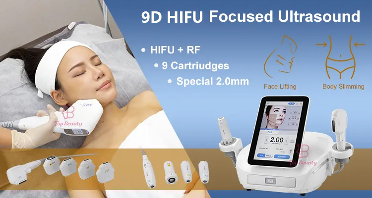 Nova tecnologia HIFU RF Dispositivo de beleza modelador ultrassônico Rf 10 cartuchos para firmeza da pele e melhor removedor de rugas