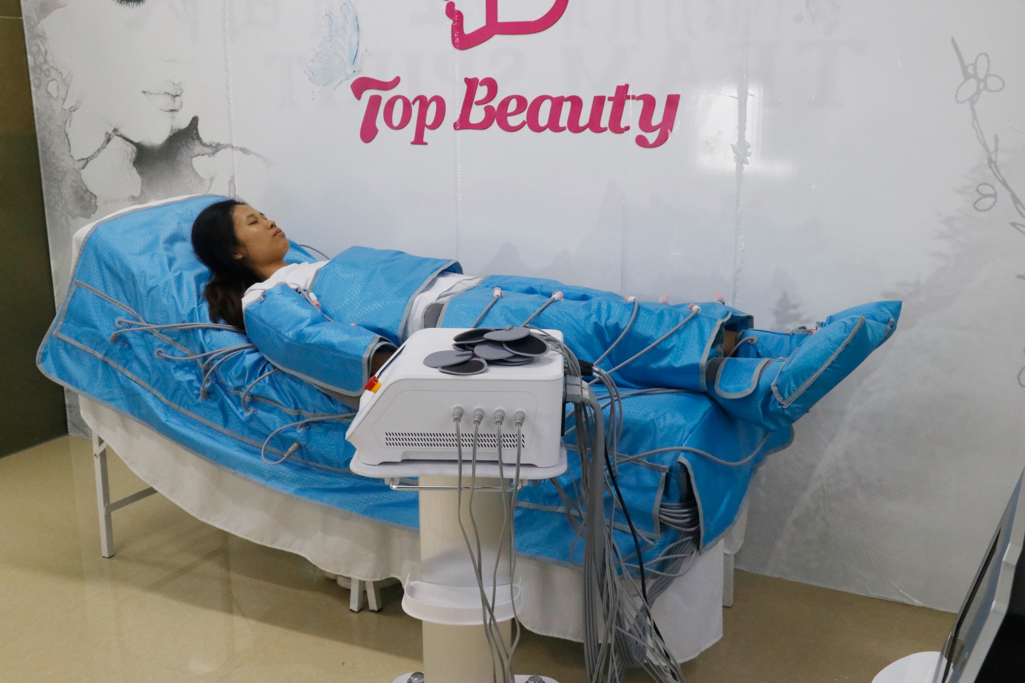Máquina profissional de drenagem linfática por pressoterapia infravermelha 3 em 1 com manta
