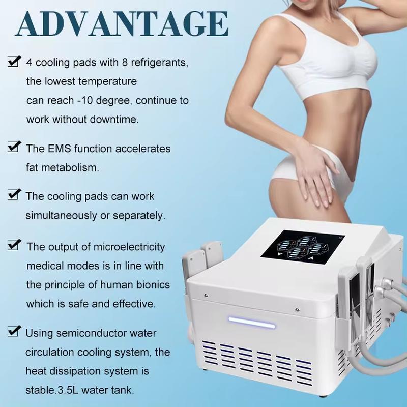 Almofadas de terapia Cryo Ems Placas de resfriamento Estimulação muscular eletrônica Máquina de escultura para emagrecimento corporal
