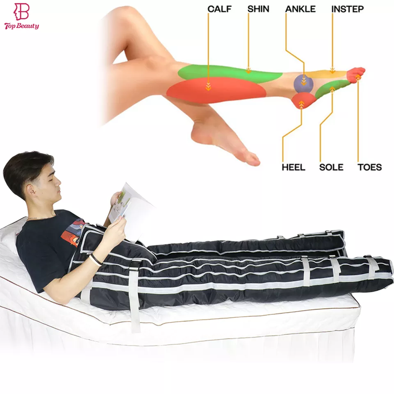 Máquina Profissional de Pressoterapia de Pressão de Ar para Drenagem Linfática e Massagem para Emagrecimento