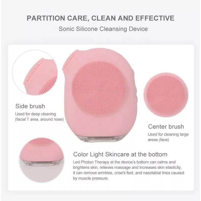 Escova facial de silicone com LED para limpeza e massagem da zona T, produtos mais recentes