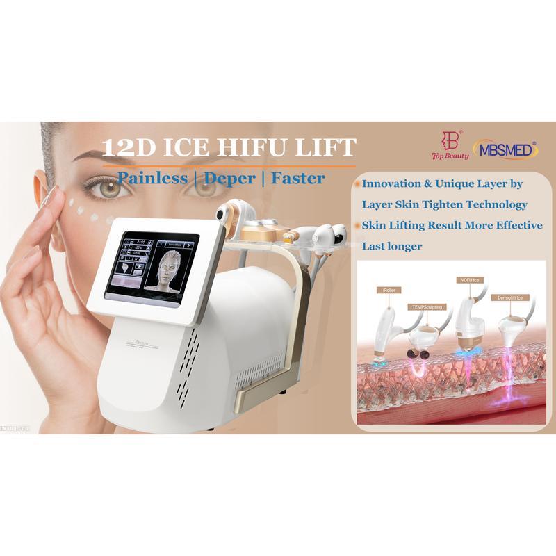 Máquina HIFU 12D ICE para levantamento facial, aperto da pele HIFU