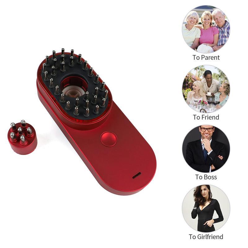 Escova Elétrica Iônica Mini Portátil Anti-Estática para Massagem no Couro Cabeludo Combate à Queda de Cabelo e Tratamento Capilar