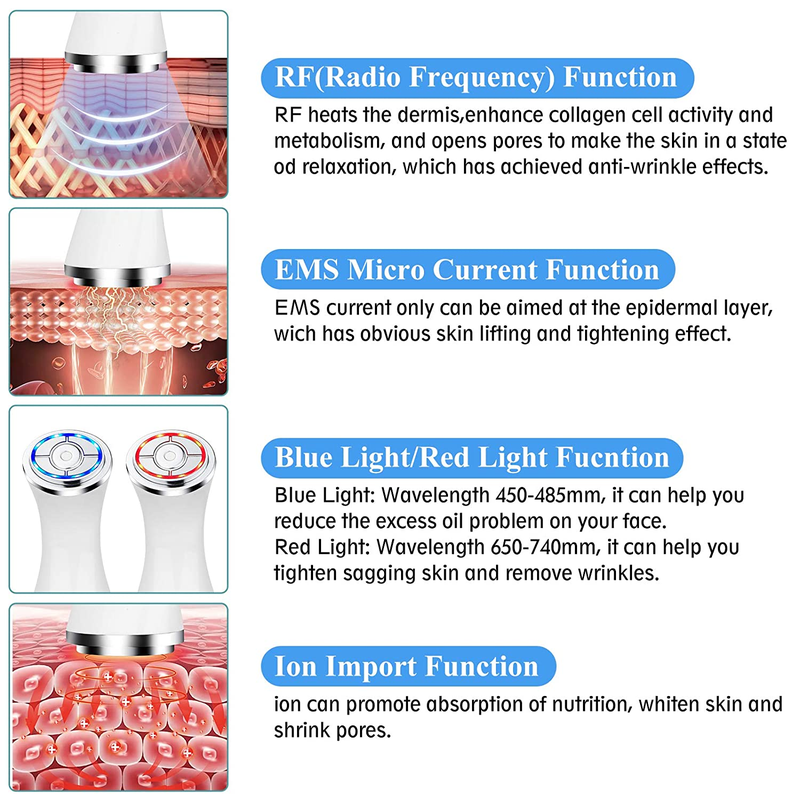 4 em 1 Novo Instrumento Profissional de Terapia HIFU RF Luz Vermelha EMS Anti Rugas Tratamento Equipamento RF