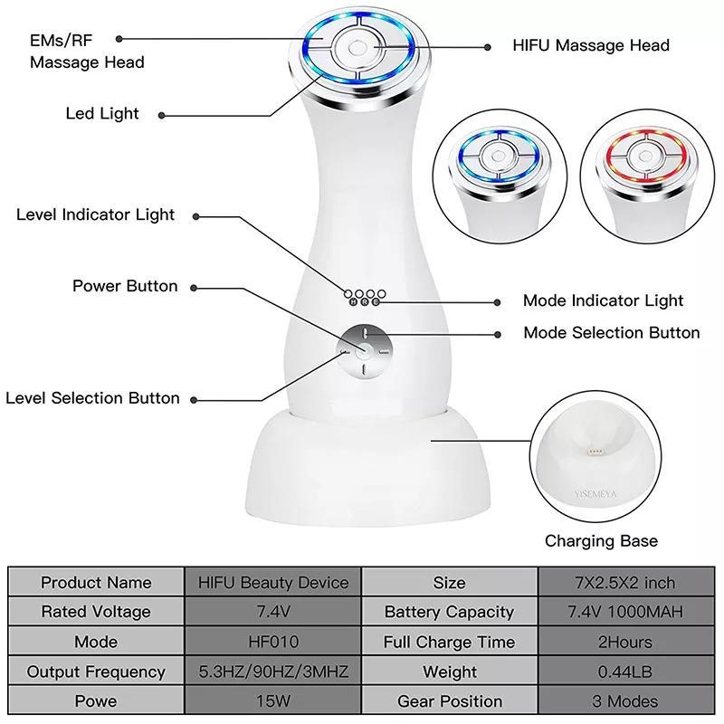 4 em 1 Novo Instrumento Profissional de Terapia HIFU RF Luz Vermelha EMS Anti Rugas Tratamento Equipamento RF